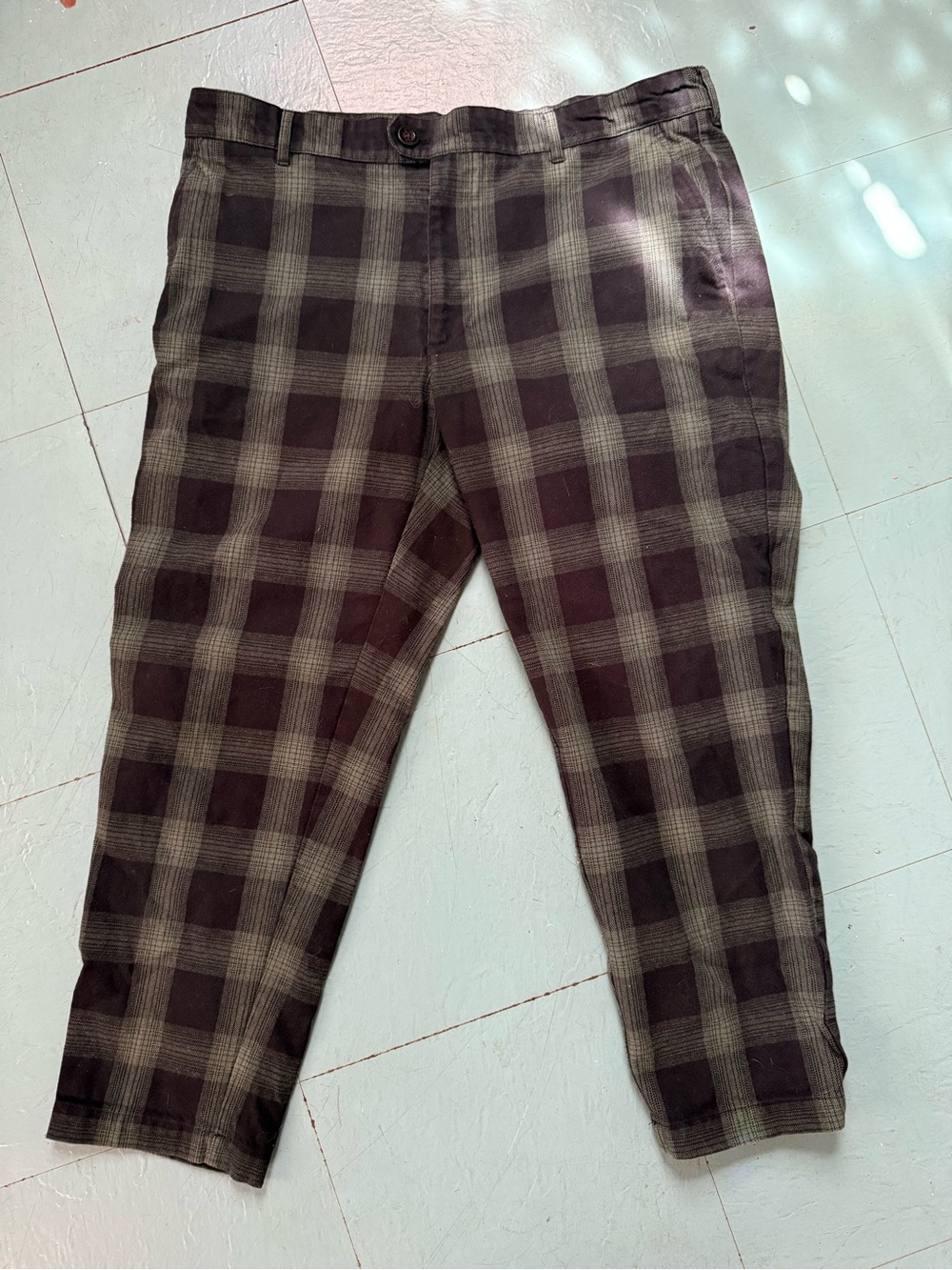 Men's Plaid Dress Pants 38x30 - Black and Gray